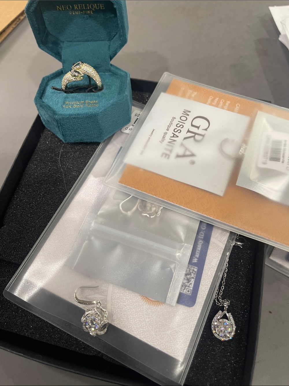 Bundle  Ring with Clear Stones - Women's Jewelry